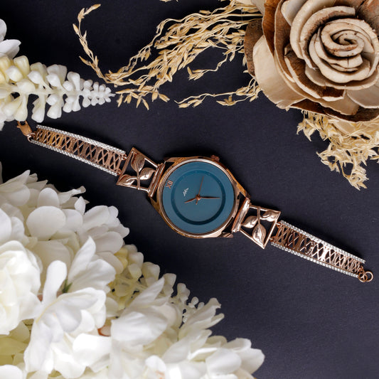 Rose Dial Analogue Fashion Watch with Mesh Strap For Women