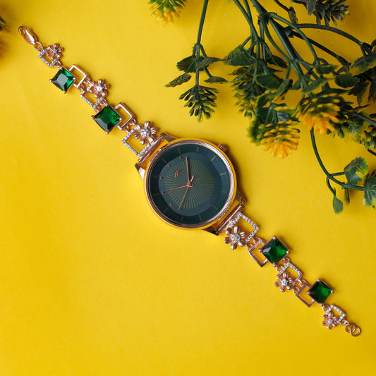 Rose Dial Analogue Fashion Watch with Mesh Strap For Women