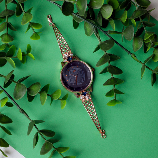 Rose Dial Analogue Fashion Watch with Mesh Strap For Women