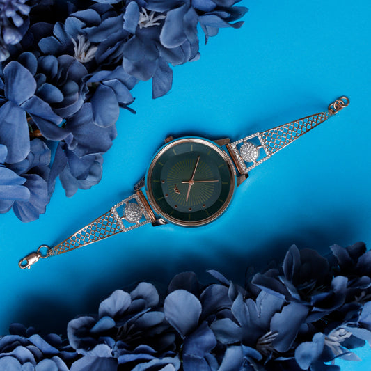 Rose Dial Analogue Fashion Watch with Mesh Strap For Women