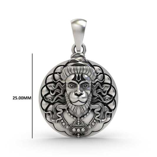 Silver Hanuman Coin Pendant - 925 Sterling Silver Spiritual Jewelry for Devotion & Protection
