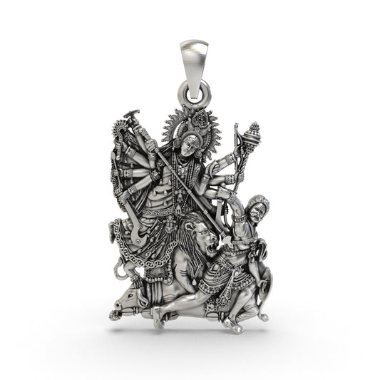 925 Silver Durga Maa Pendant β Divine Goddess Durga Locket for Protection & Blessings