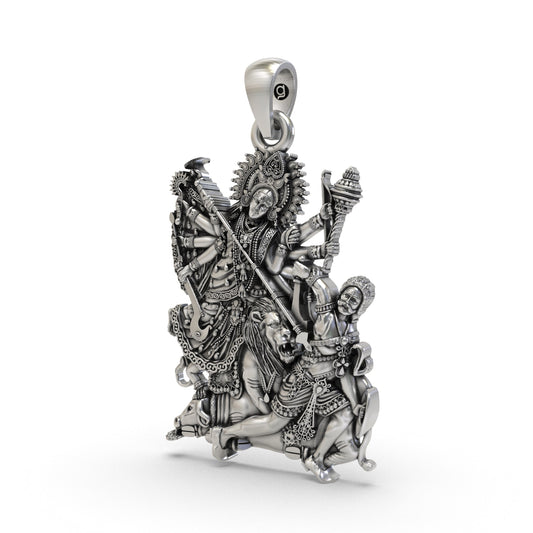 925 Silver Durga Maa Pendant β Divine Goddess Durga Locket for Protection & Blessings