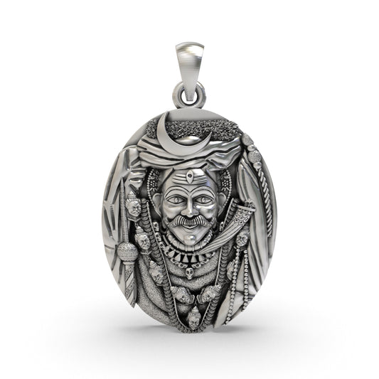 Kashi Kaal Bhairav Pendant 925 Silver | Fierce Form of Lord Shiva | Hindu God Protection Amulet | Bhairavnath Spiritual Locket for Men & Women