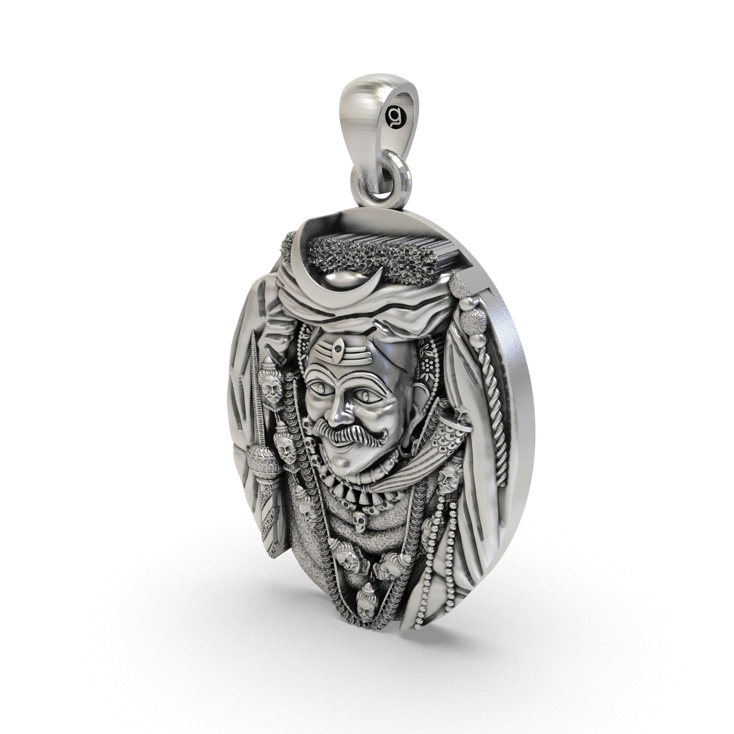 Kashi Kaal Bhairav Pendant 925 Silver | Fierce Form of Lord Shiva | Hindu God Protection Amulet | Bhairavnath Spiritual Locket for Men & Women
