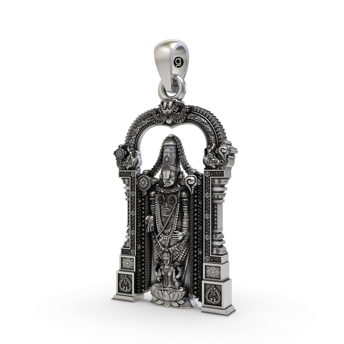 925 Silver Tirupati Balaji Pendant with Laxmi | Lord Venkateswara Lakshmi Locket | Hindu God Jewelry | South Indian Devotional Necklace | Tirupati Balaji Silver Locket