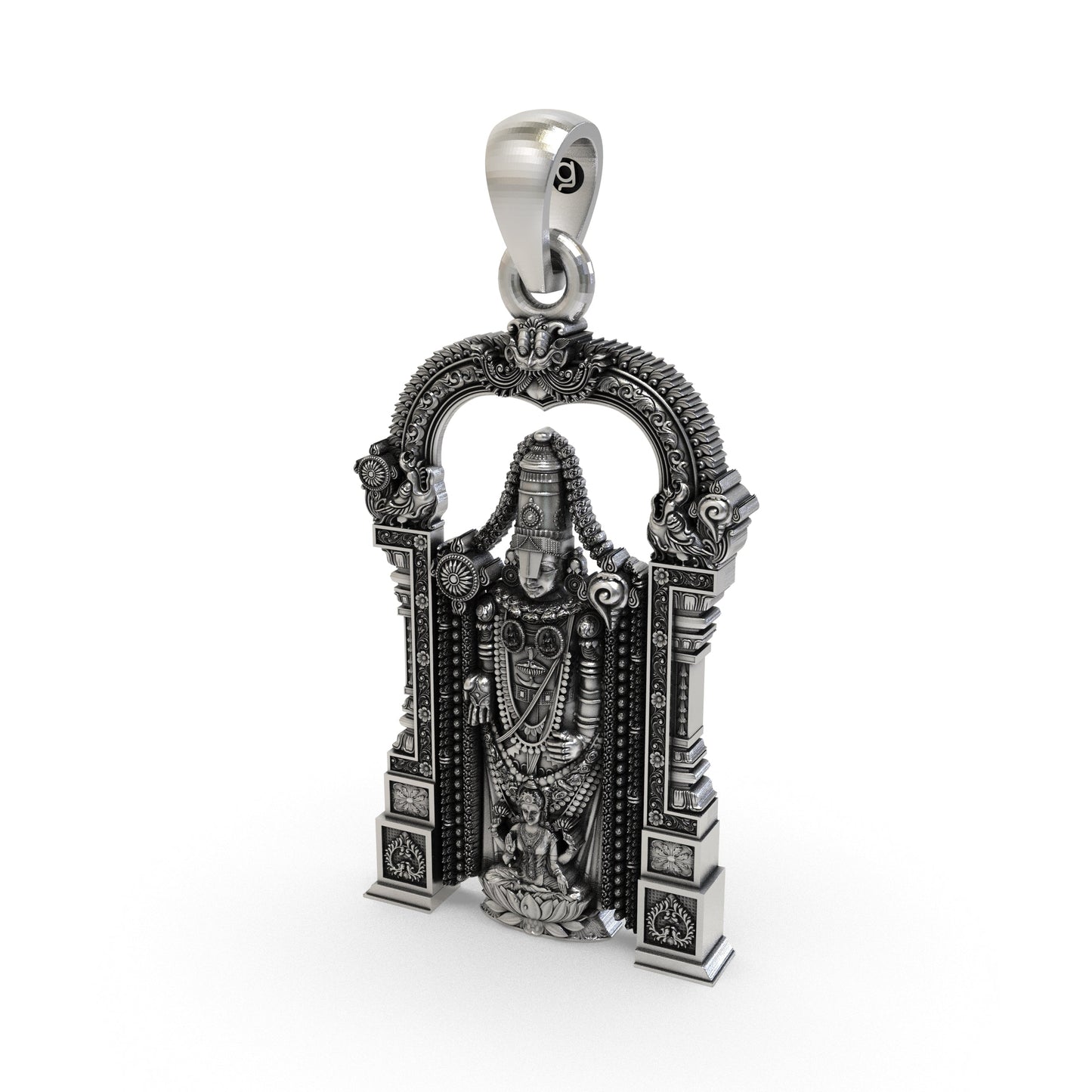 925 Silver Tirupati Balaji Pendant with Laxmi | Lord Venkateswara Lakshmi Locket | Hindu God Jewelry | South Indian Devotional Necklace | Tirupati Balaji Silver Locket