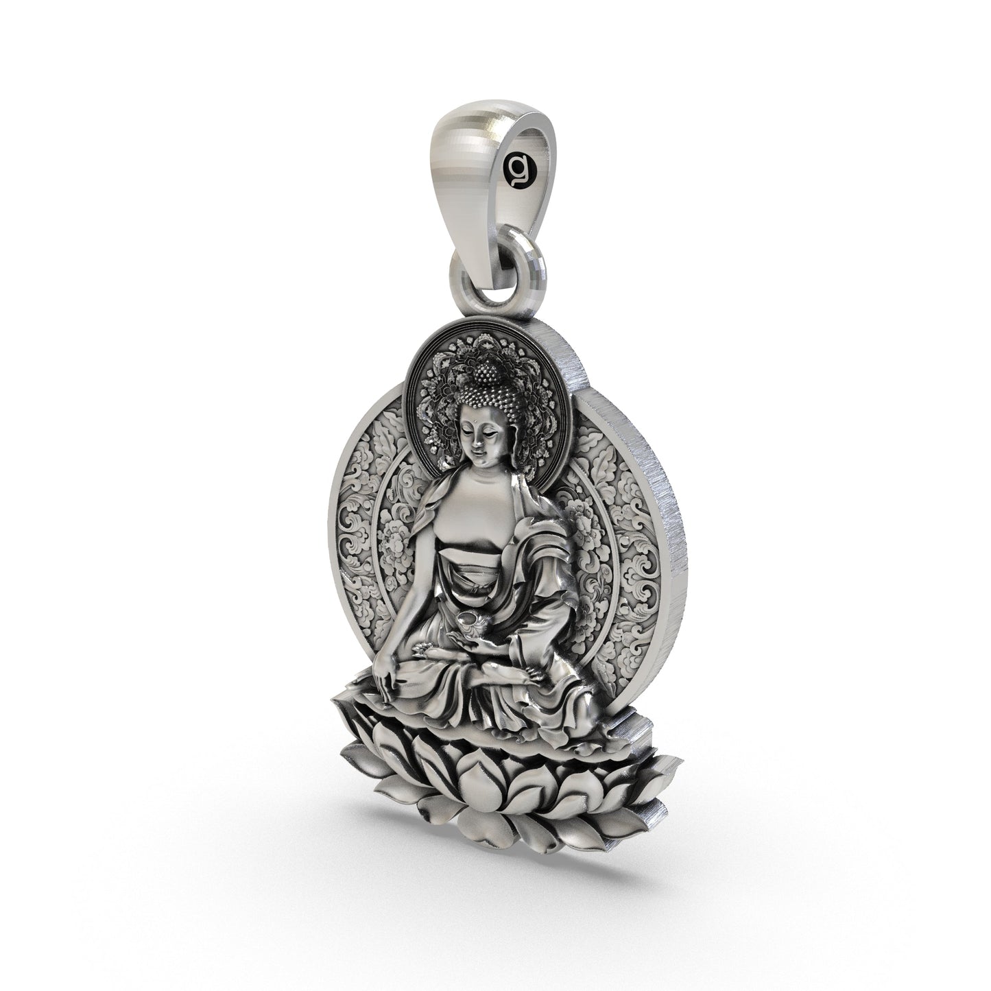 925 Silver Buddha on Lotus Pendant | Spiritual Buddhist Jewelry | Peace & Enlightenment Necklace for Men & Women