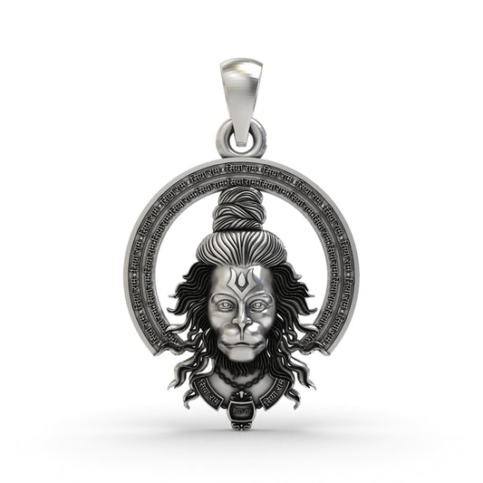 925 Silver Hanumanji Face Pendant | Bajrangbali Locket for Protection & Strength | Hindu God Pendant for Men & Women