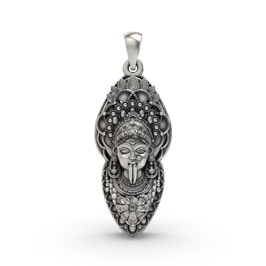 925 Silver Kalimaa Face Pendant | Fierce Goddess Kali Ma Locket | Spiritual Jewelry for Protection & Power