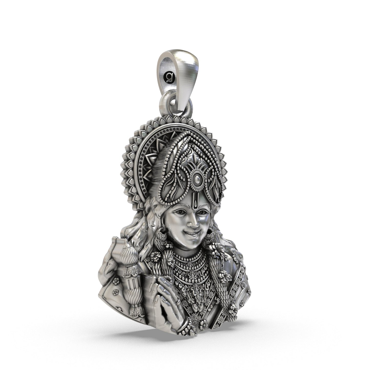 925 Silver Krishna Face Pendant | Shree Krishna Jewelry for Devotees | Hindu God Pendant for Men & Women | Spiritual Necklace Gift