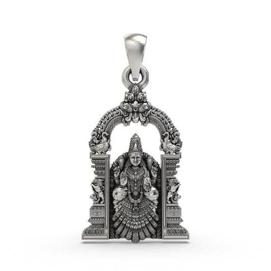 925 Silver Alamelu Manga Padmavathi Devi Pendant | Lakshmi Avatar Jewelry for Wealth & Prosperity | South Indian Temple Style Goddess Pendant