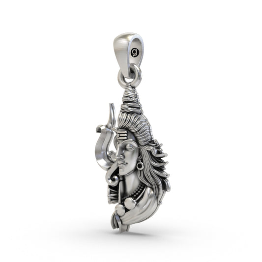 925 Silver Half Trishul Half Shiva Pendant | Lord Shiva Trishul Pendant for Men & Women | Mahadev Jewelry | Spiritual Pendant for Protection & Strength