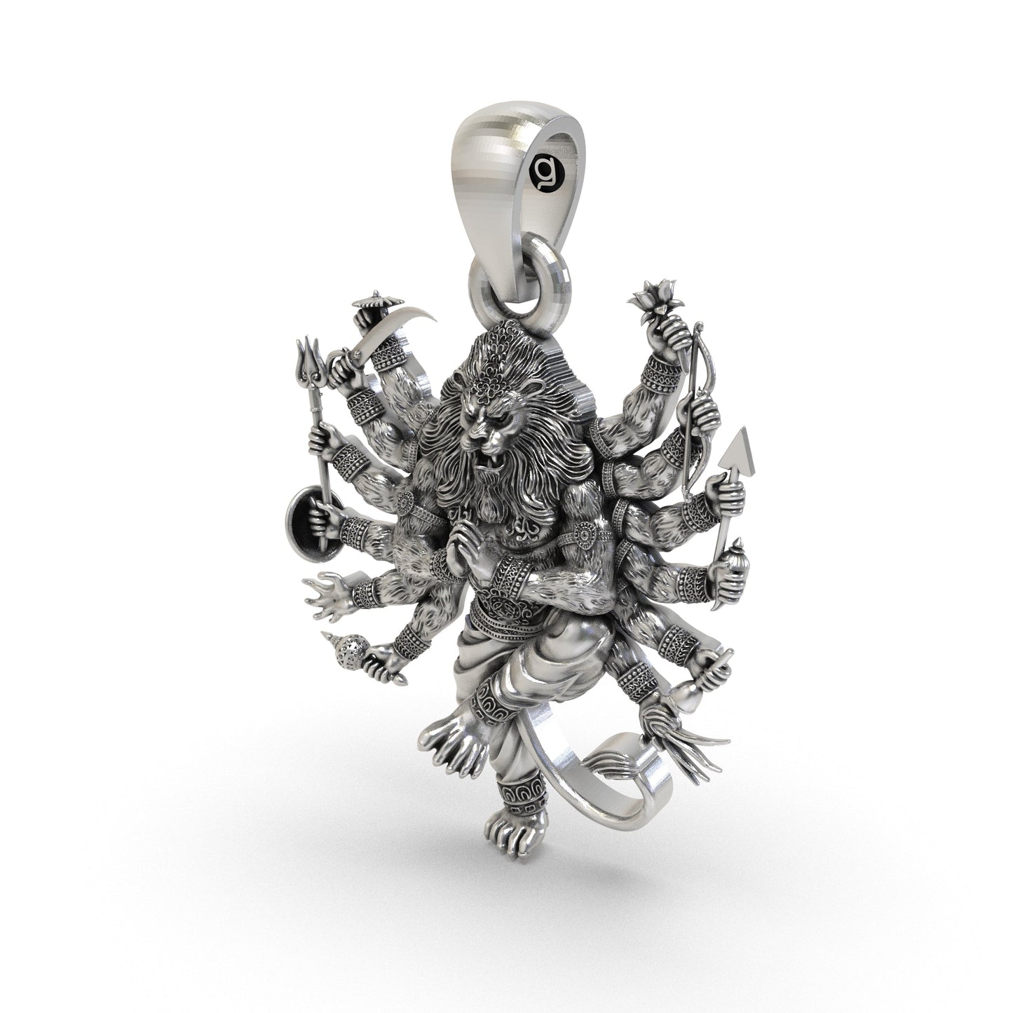 925 Silver Narsimha Bhagwan Pendant | Divine Lord Narsimha Pendant for Protection & Strength | Handcrafted Hindu God Pendant | Spiritual Pendant for Men & Women