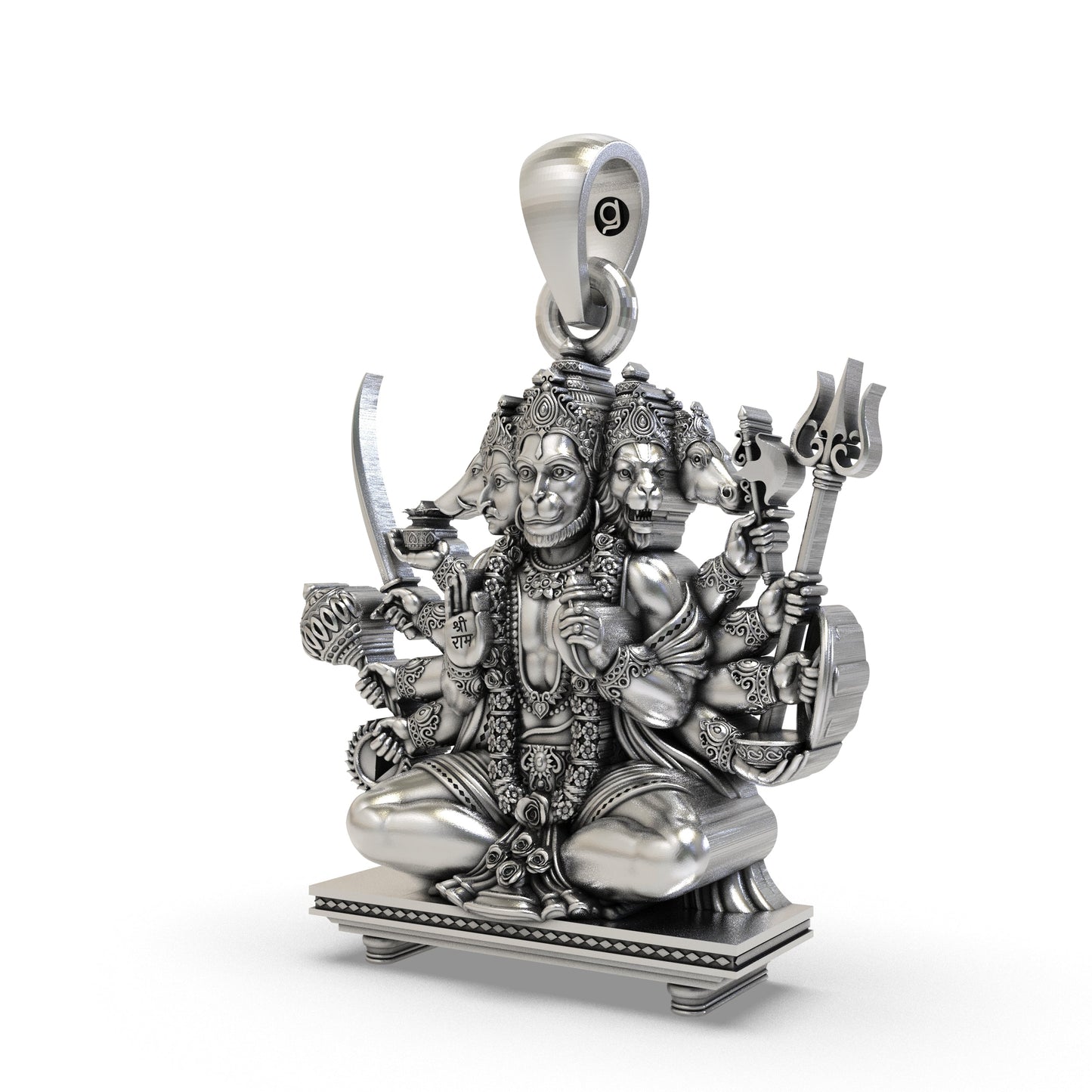 925 Silver Sitting Panchmukhi Hanuman Pendant - Divine Protection & Strength Jewelry