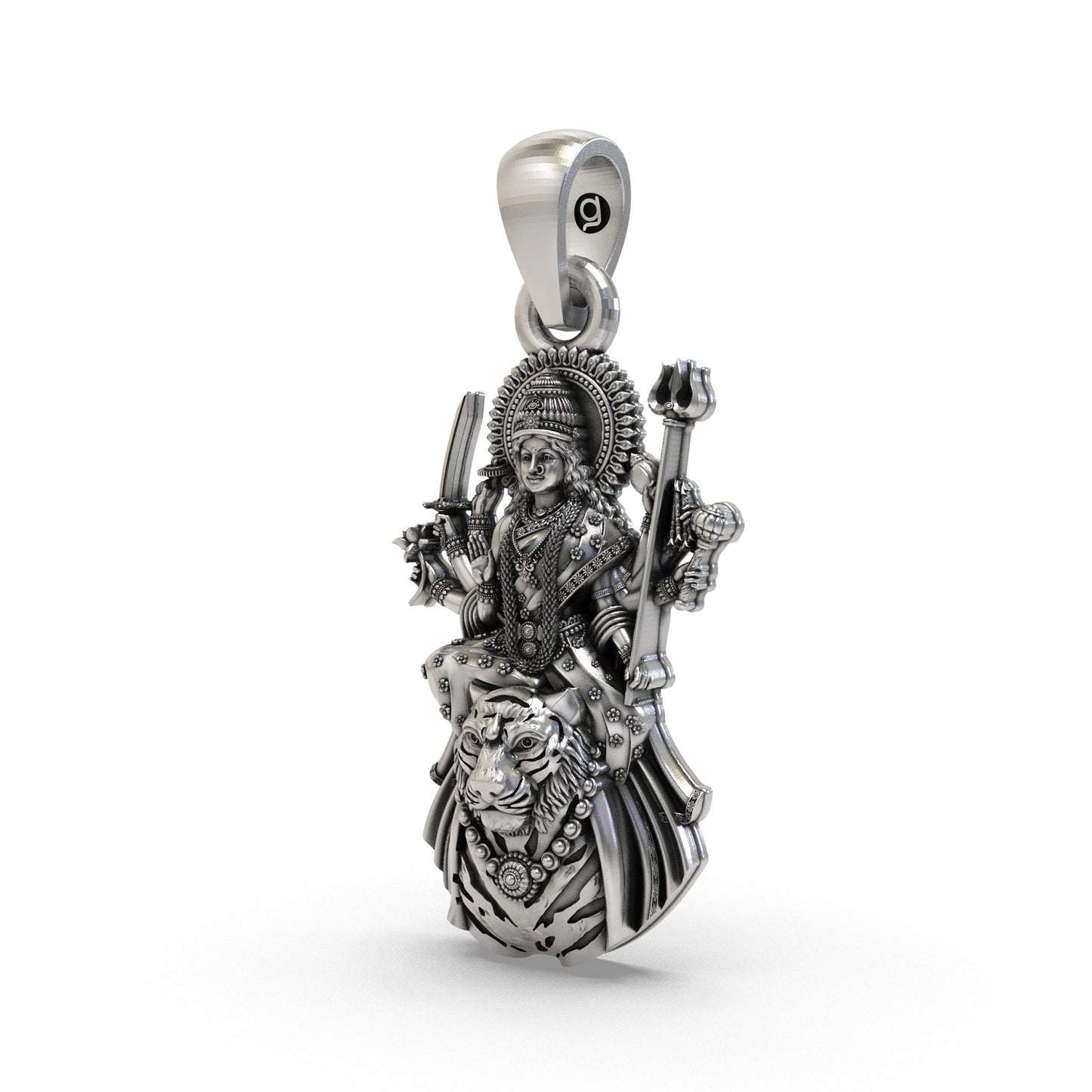 925 Silver Ambemaa Pendant | Goddess Durga Mata Jewelry | Spiritual Hindu Amba Pendant for Protection & Power