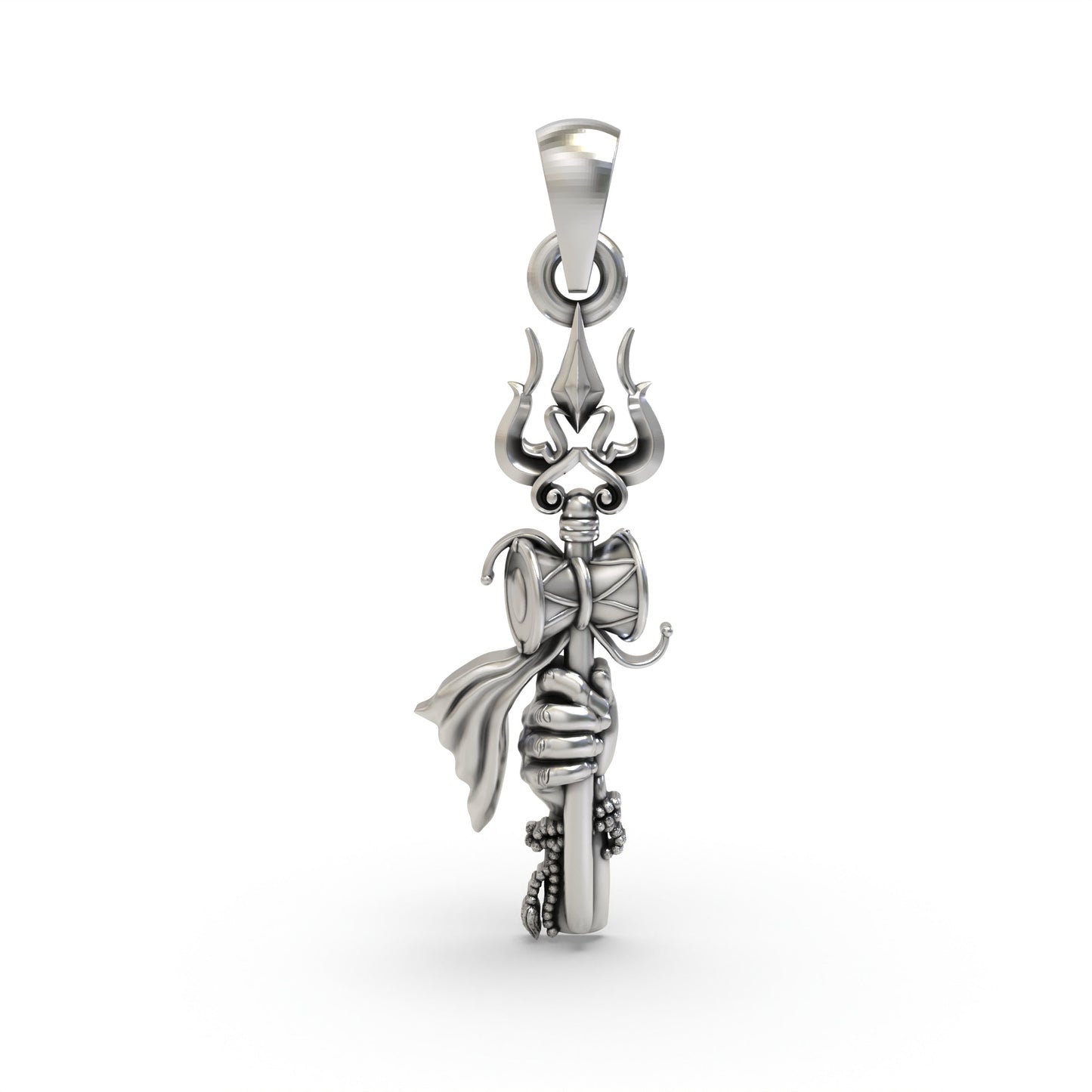 925 Silver Trishul Pendant with Shiva Hand β Divine Protection & Spiritual Strength Symbol