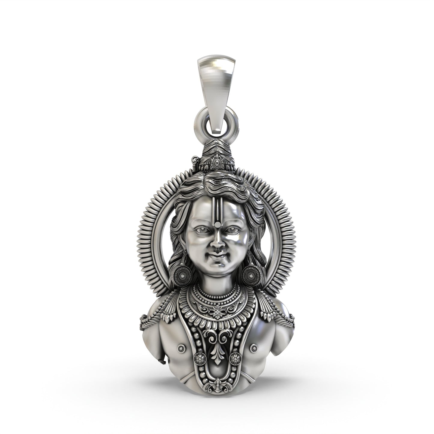 925 Silver Ayodhya Ram Lala Face Pendant β Divine Lord Ram Pendant for Blessings & Protection