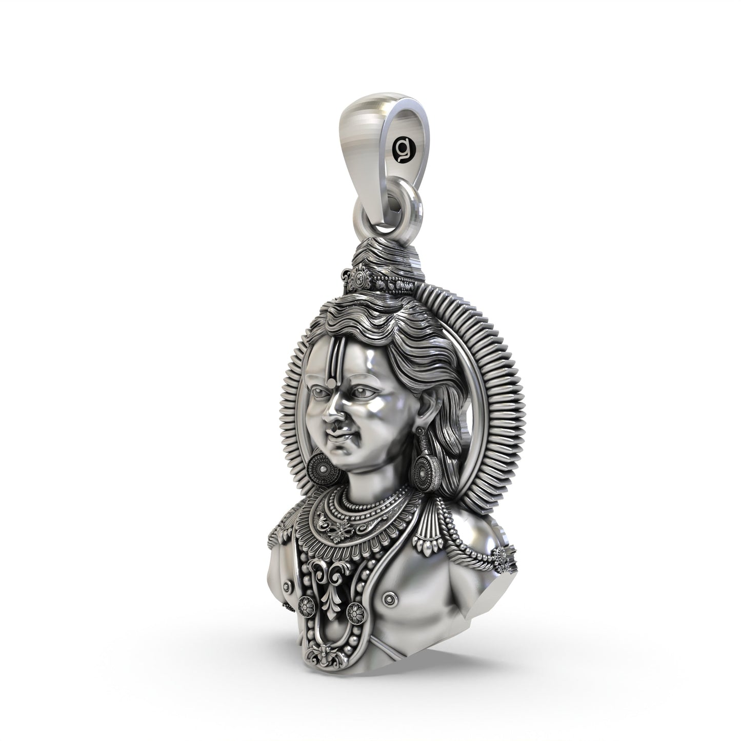925 Silver Ayodhya Ram Lala Face Pendant β Divine Lord Ram Pendant for Blessings & Protection