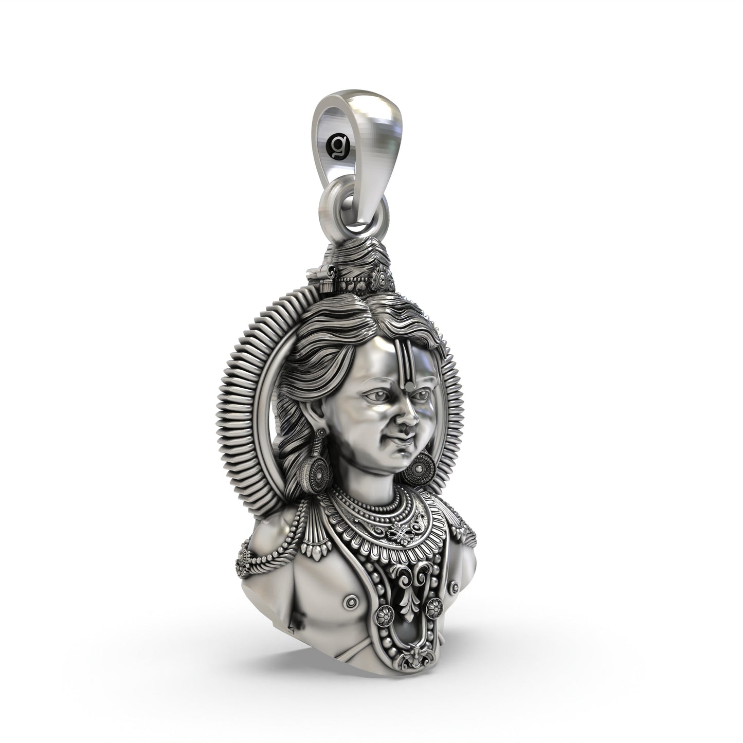 925 Silver Ayodhya Ram Lala Face Pendant β Divine Lord Ram Pendant for Blessings & Protection