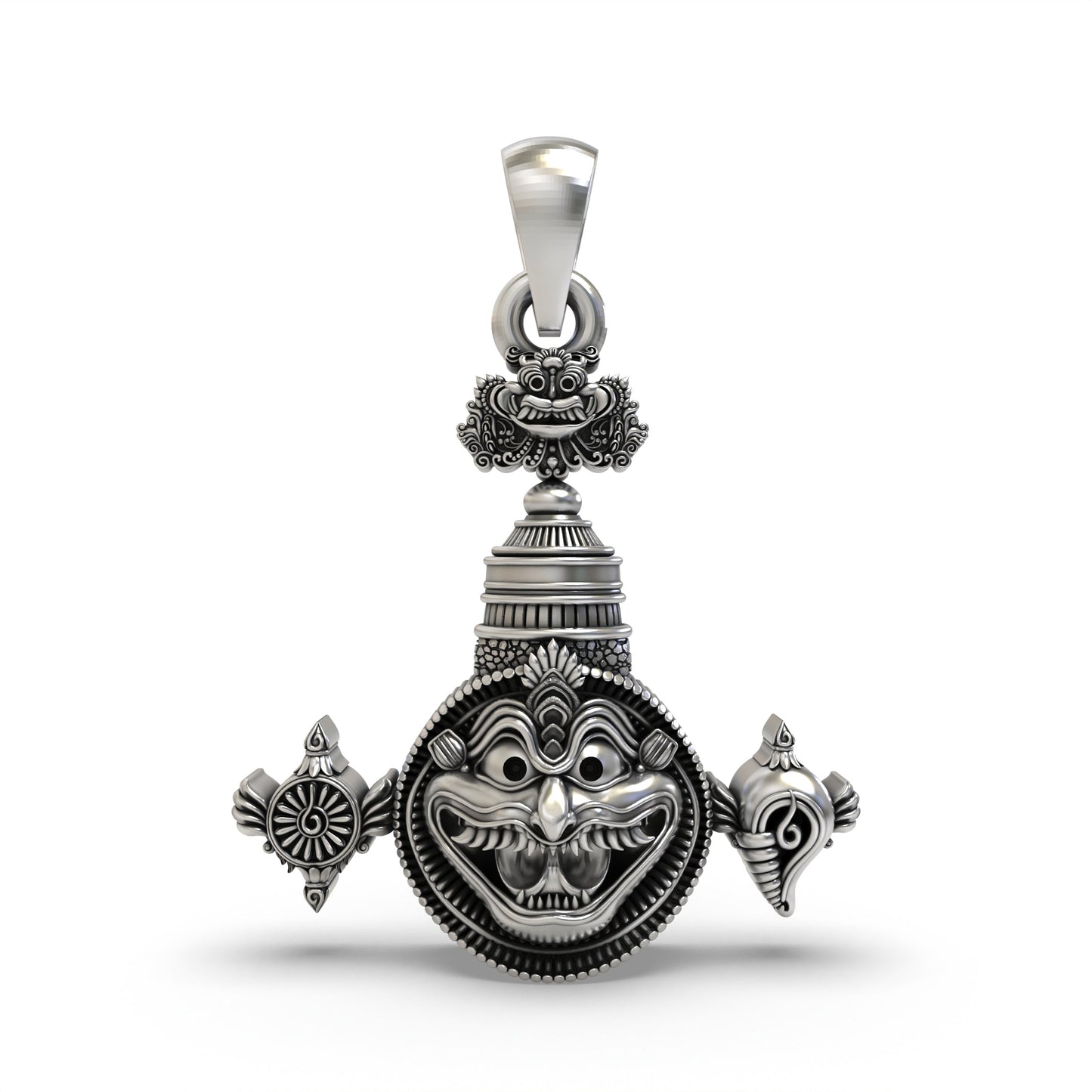 925 Silver Narasimha Pendant with Shankh & Chakra