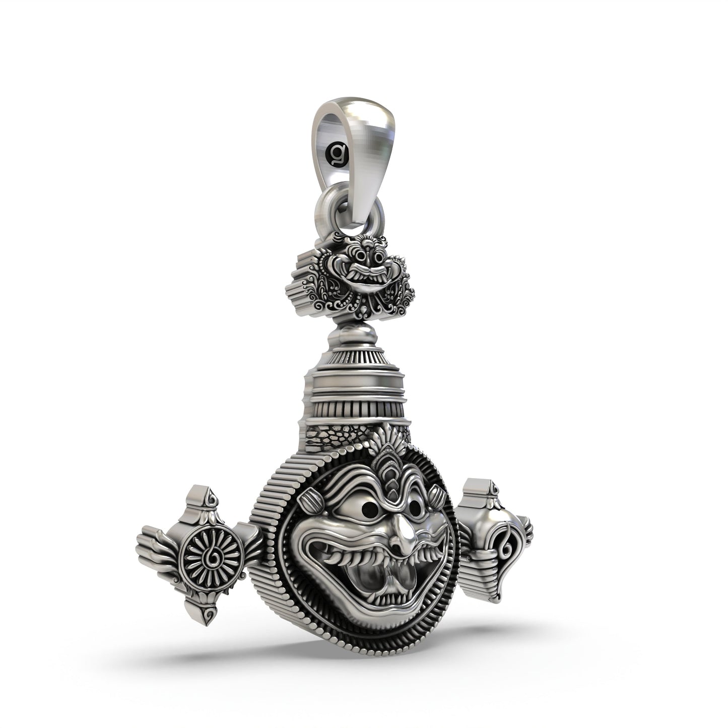 925 Silver Narasimha Pendant with Shankh & Chakra
