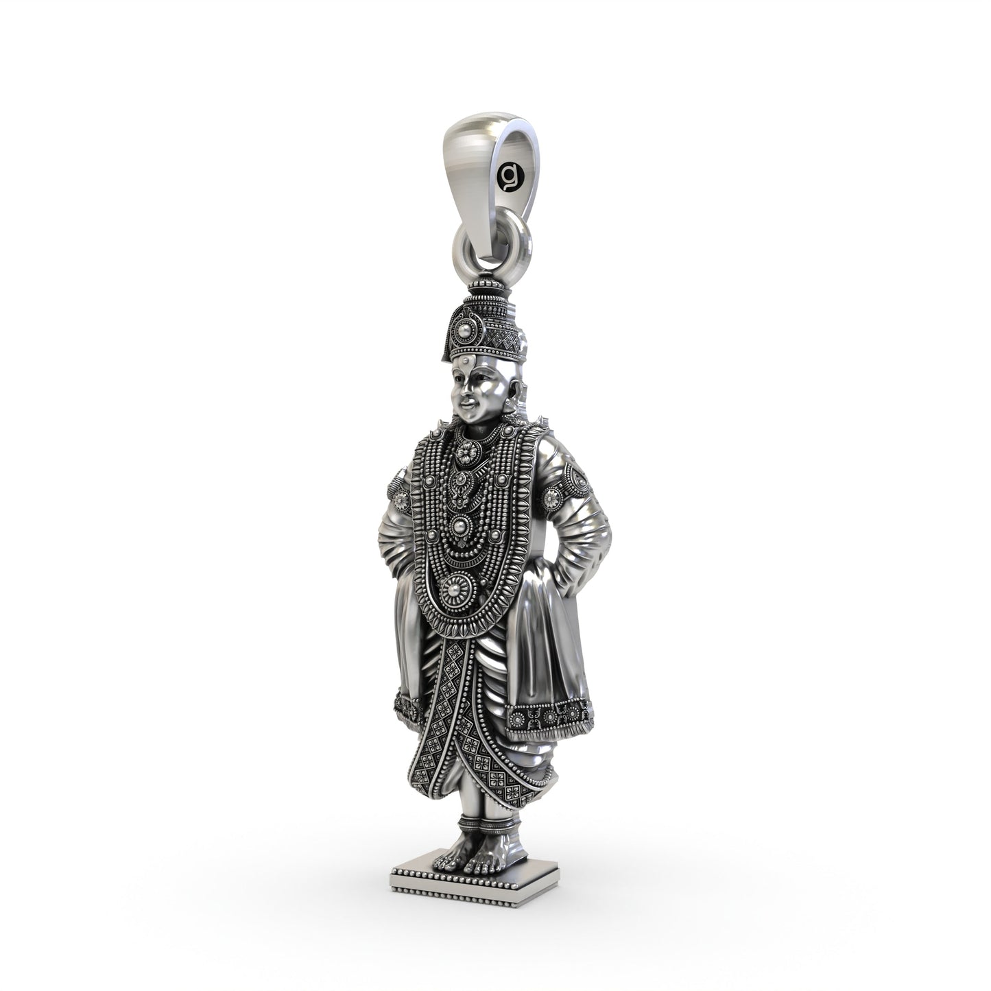 925 Silver Vitthal (Vithoba) Pendant with Intricate Detailing