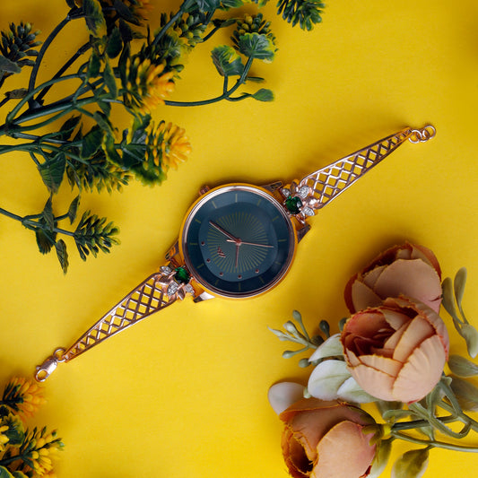 Rose Dial Analogue Fashion Watch with Mesh Strap For Women