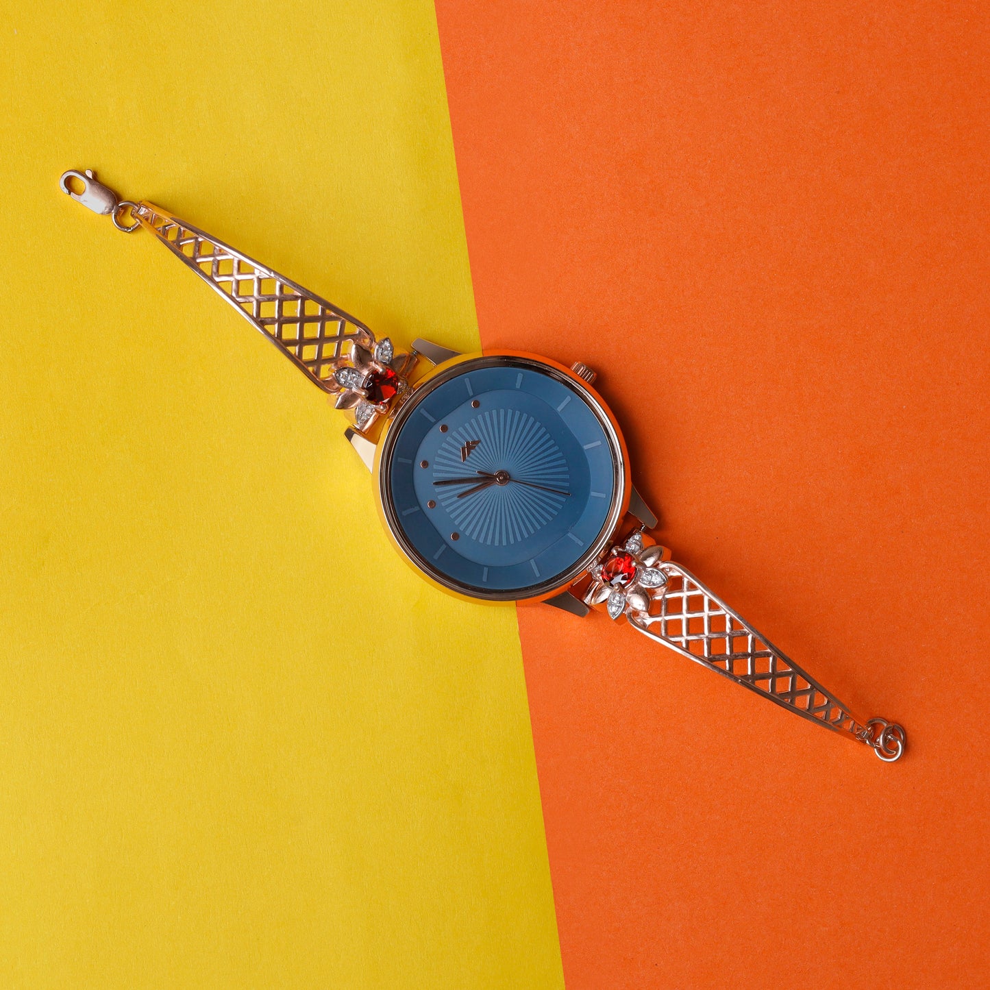 Rose Dial Analogue Fashion Watch with Mesh Strap For Women