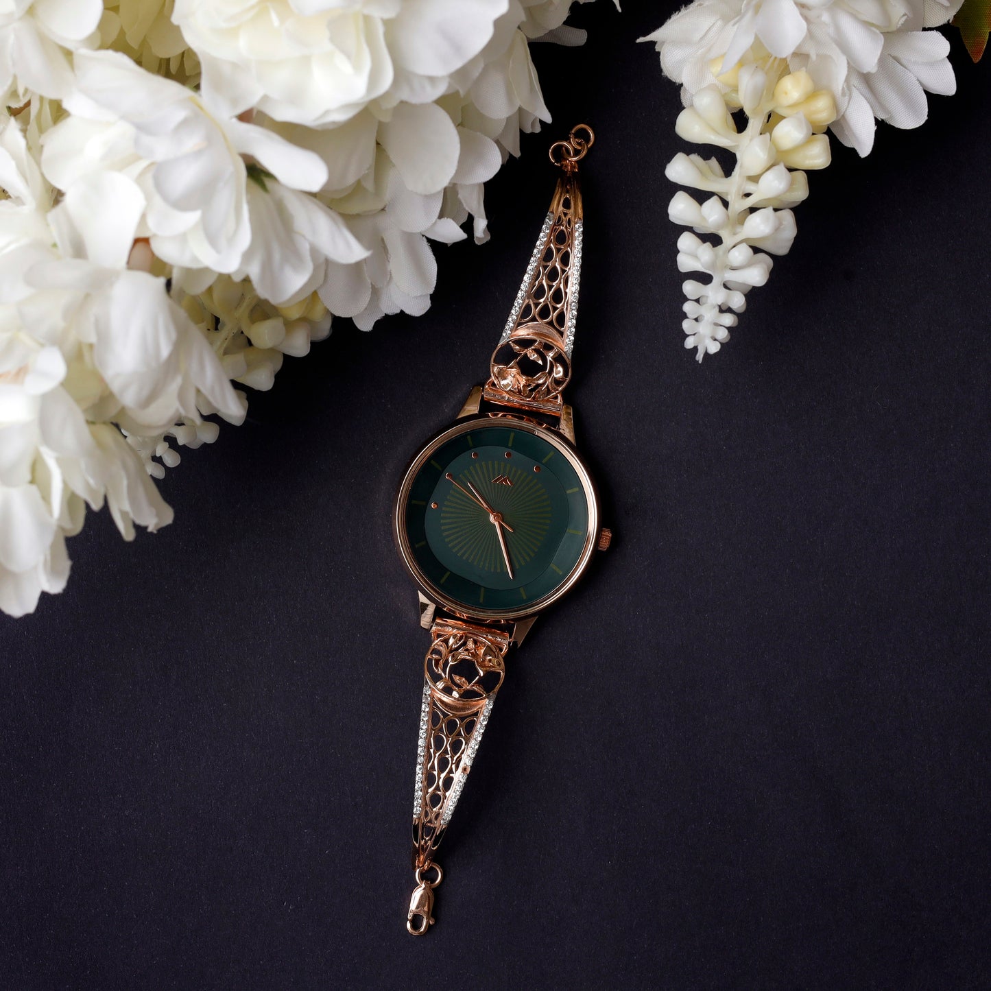 Rose Dial Analogue Fashion Watch with Mesh Strap For Women