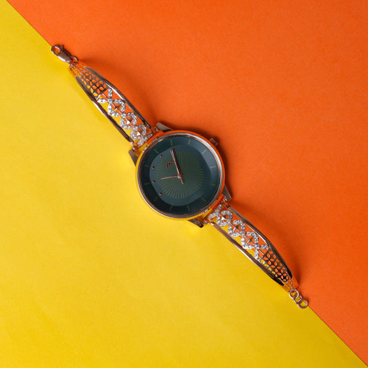 Rose Dial Analogue Fashion Watch with Mesh Strap For Women