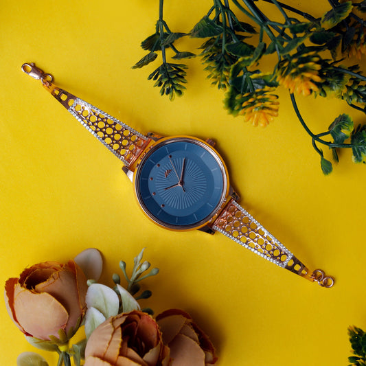 Rose Dial Analogue Fashion Watch with Mesh Strap For Women