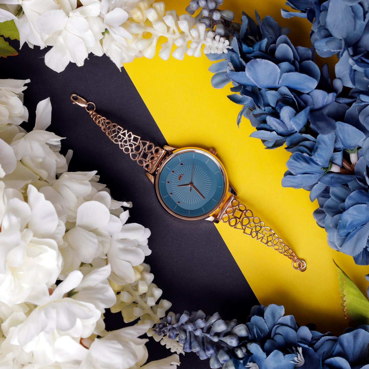 Rose Dial Analogue Fashion Watch with Mesh Strap For Women