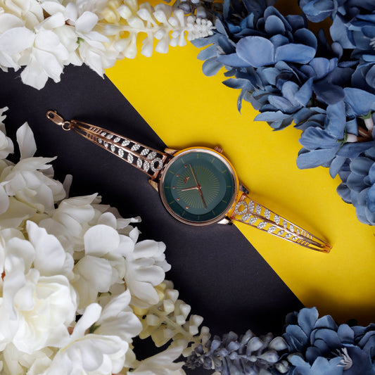 Rose Dial Analogue Fashion Watch with Mesh Strap For Women