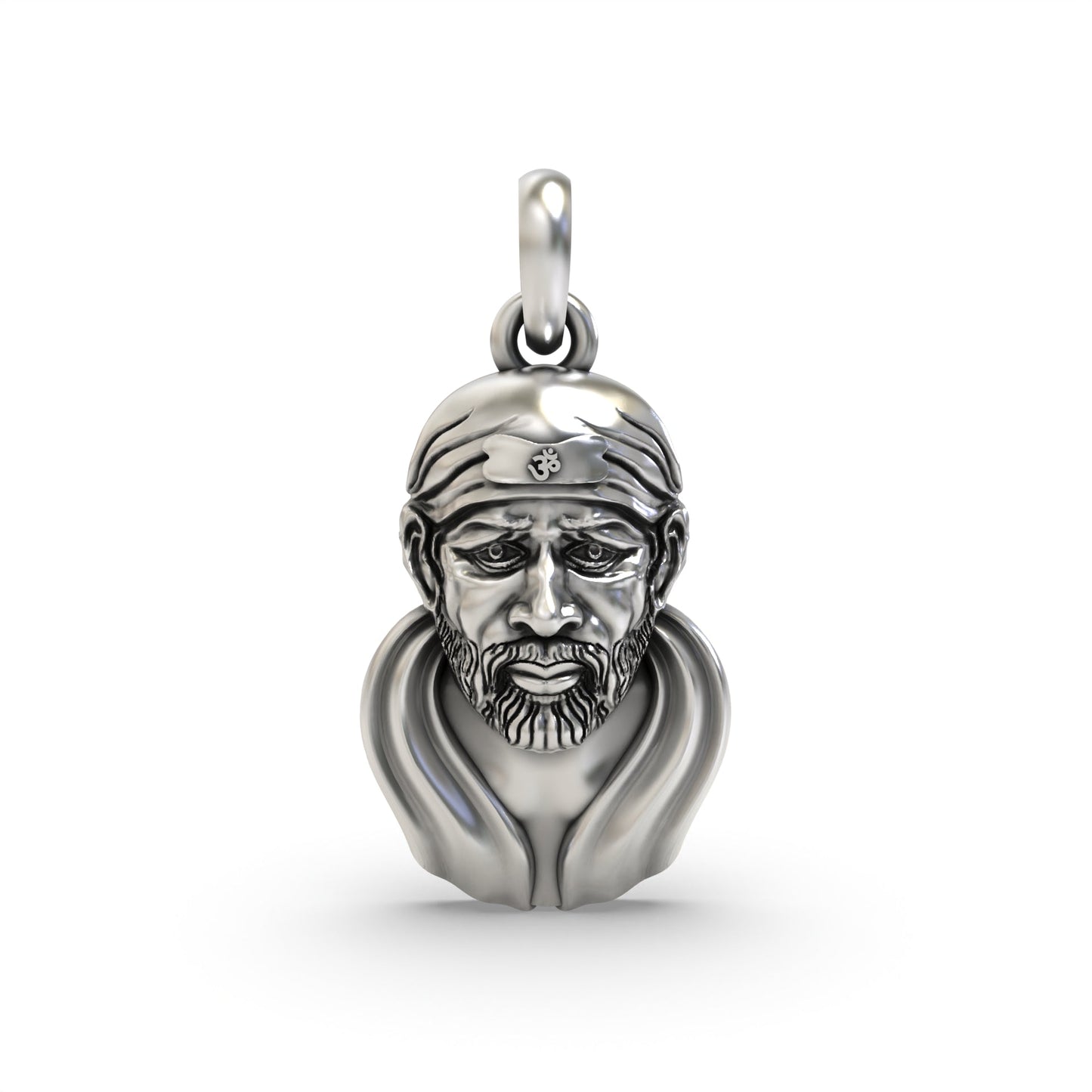 Silver Sai Baba Face Pendant