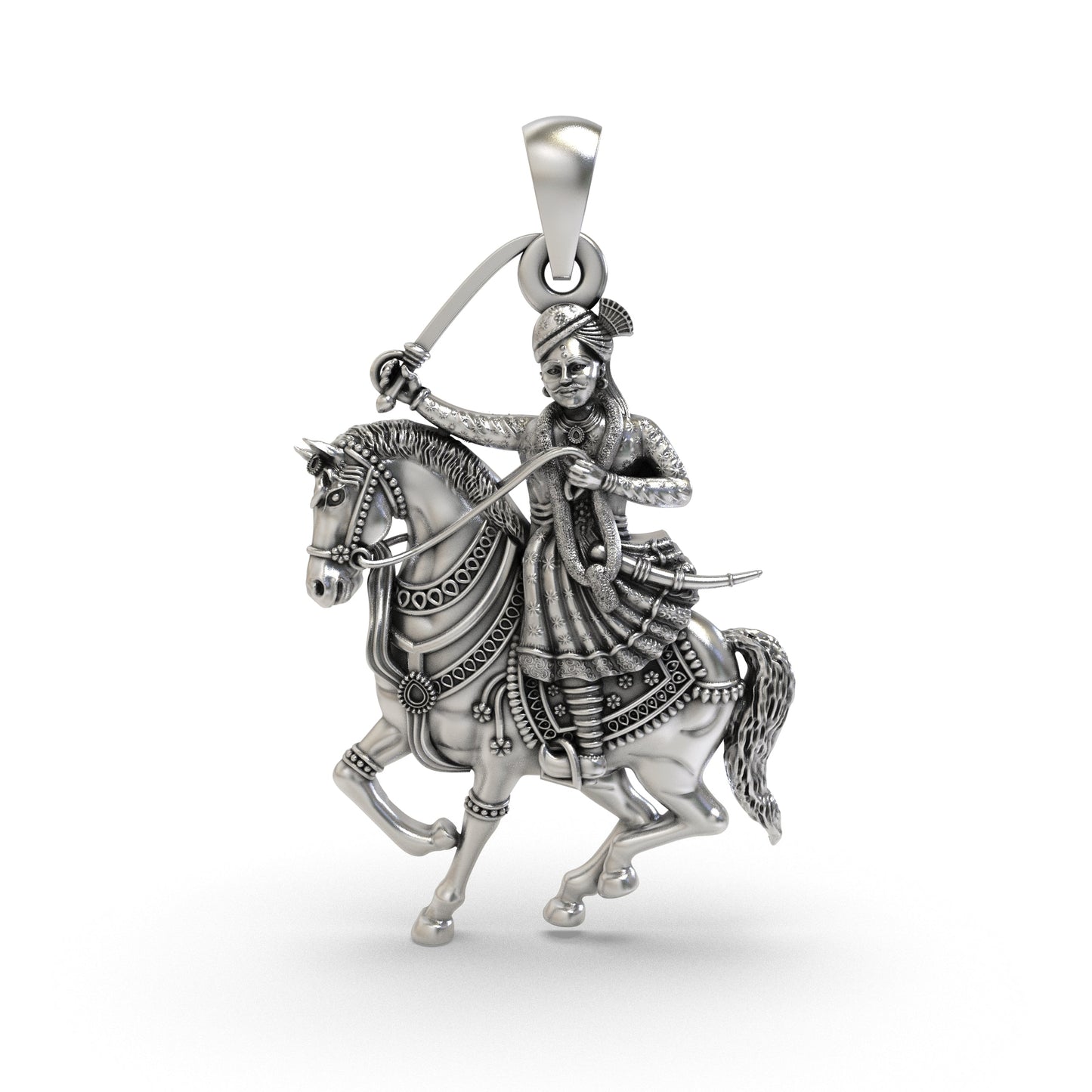 925 Silver Veer Tejaji Maharaj Pendant – Divine Protection & Warrior Blessings