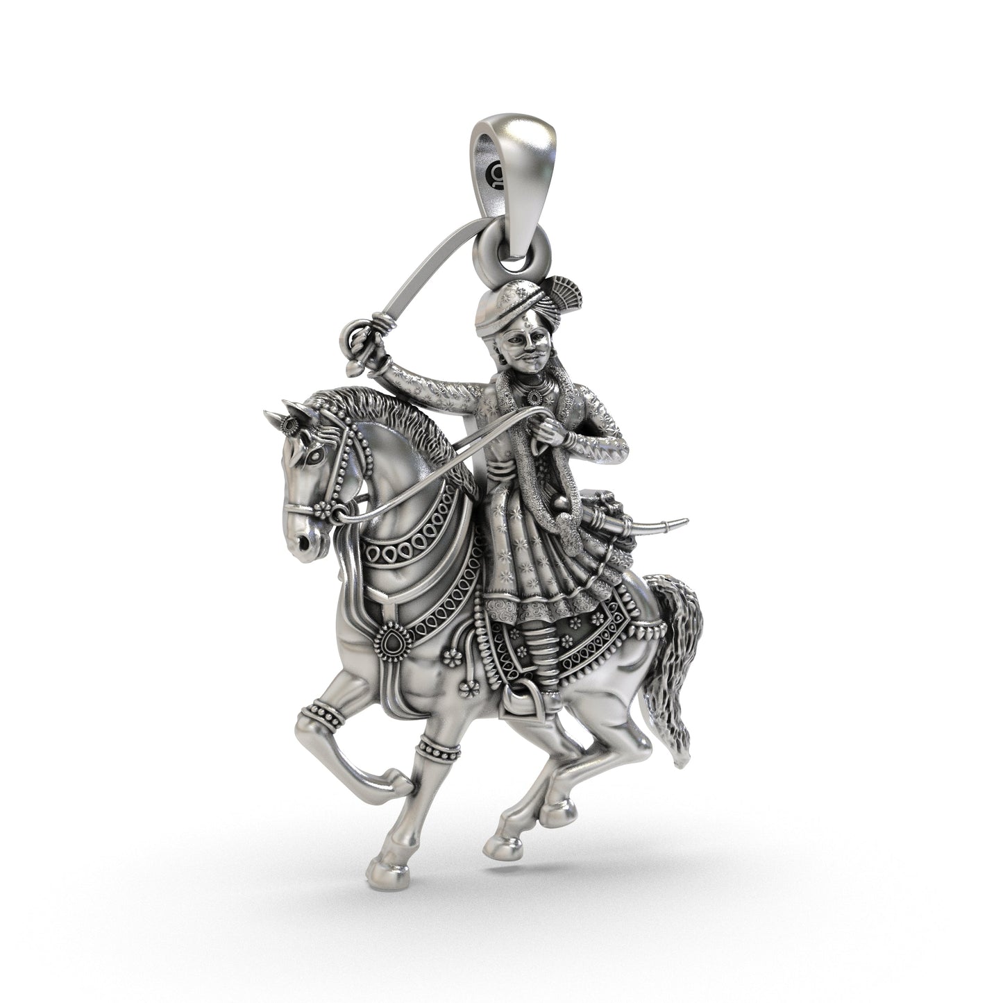 925 Silver Veer Tejaji Maharaj Pendant – Divine Protection & Warrior Blessings