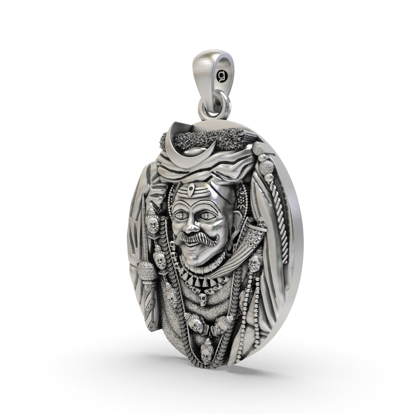 Kashi Kaal Bhairav Pendant 925 Silver | Fierce Form of Lord Shiva | Hindu God Protection Amulet | Bhairavnath Spiritual Locket for Men & Women