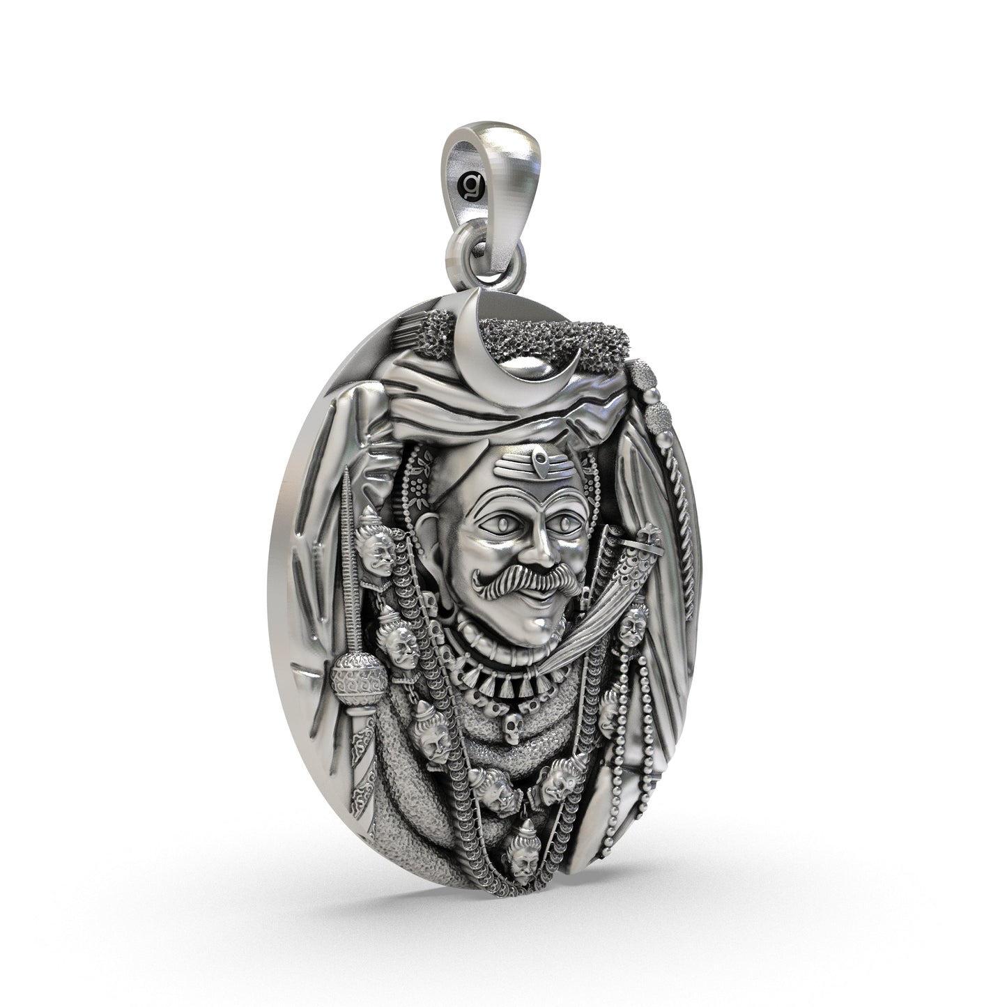 Kashi Kaal Bhairav Pendant 925 Silver | Fierce Form of Lord Shiva | Hindu God Protection Amulet | Bhairavnath Spiritual Locket for Men & Women