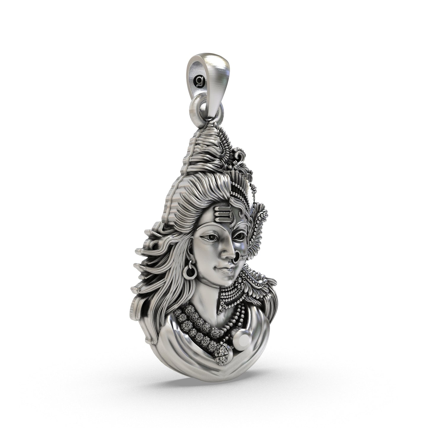Ardhanarishvara Pendant 925 Silver | Half Shiva Half Parvati Locket | Divine Masculine & Feminine Energy | Hindu God-Goddess Jewelry | Shiv Parvati Necklace