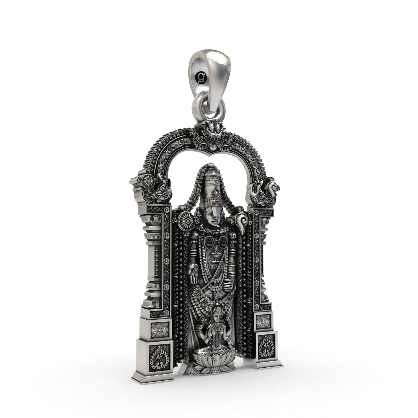 925 Silver Tirupati Balaji Pendant with Laxmi | Lord Venkateswara Lakshmi Locket | Hindu God Jewelry | South Indian Devotional Necklace | Tirupati Balaji Silver Locket