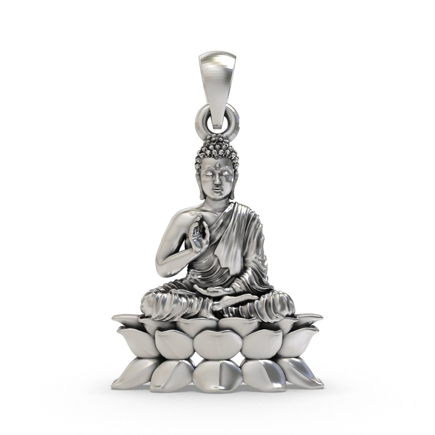 925 Silver Buddha on Lotus Pendant | Peaceful Meditation Jewelry | Buddhist Lotus Necklace for Men & Women | Handmade Spiritual Zen Charm | Sterling Silver Buddha Locket