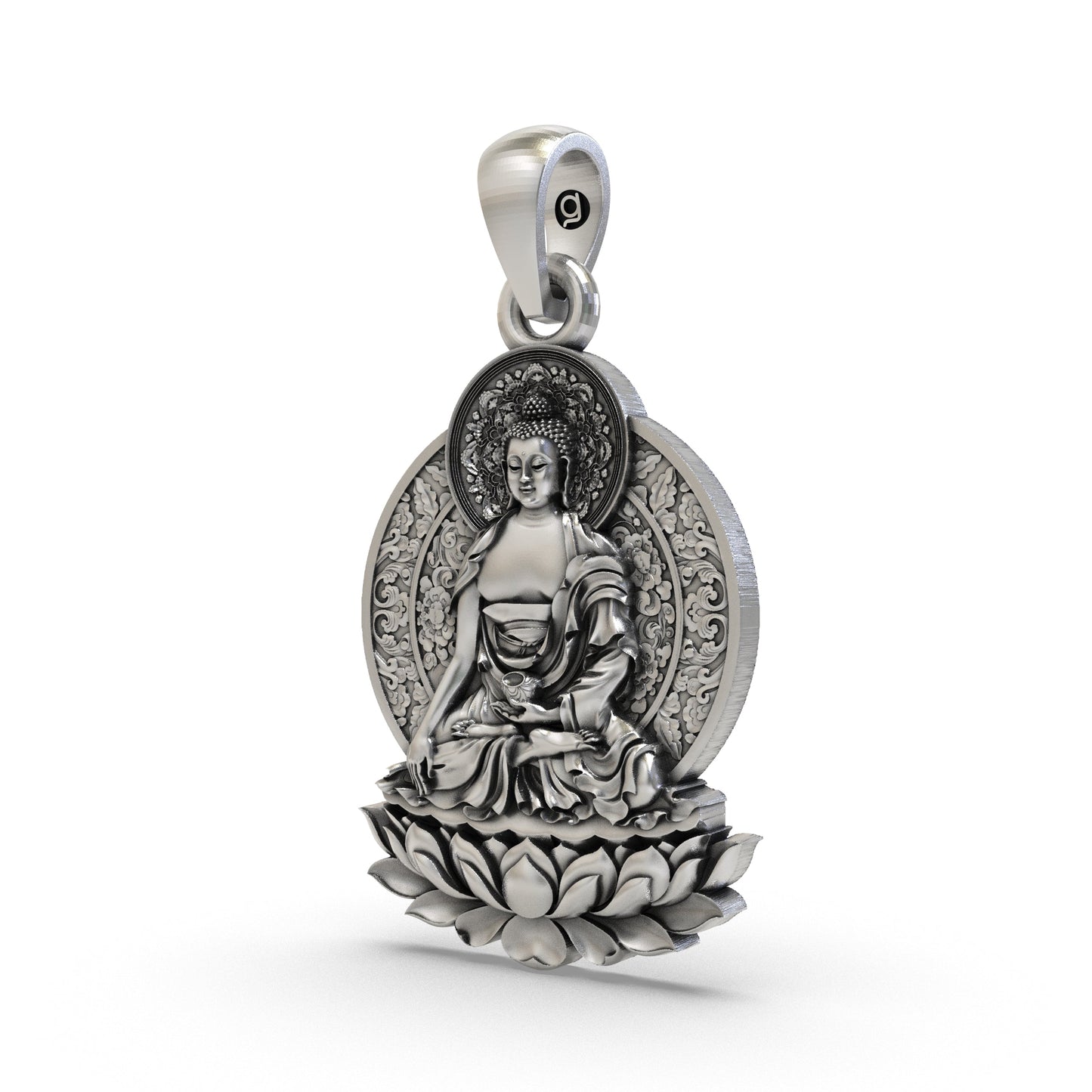 925 Silver Buddha on Lotus Pendant | Spiritual Buddhist Jewelry | Peace & Enlightenment Necklace for Men & Women