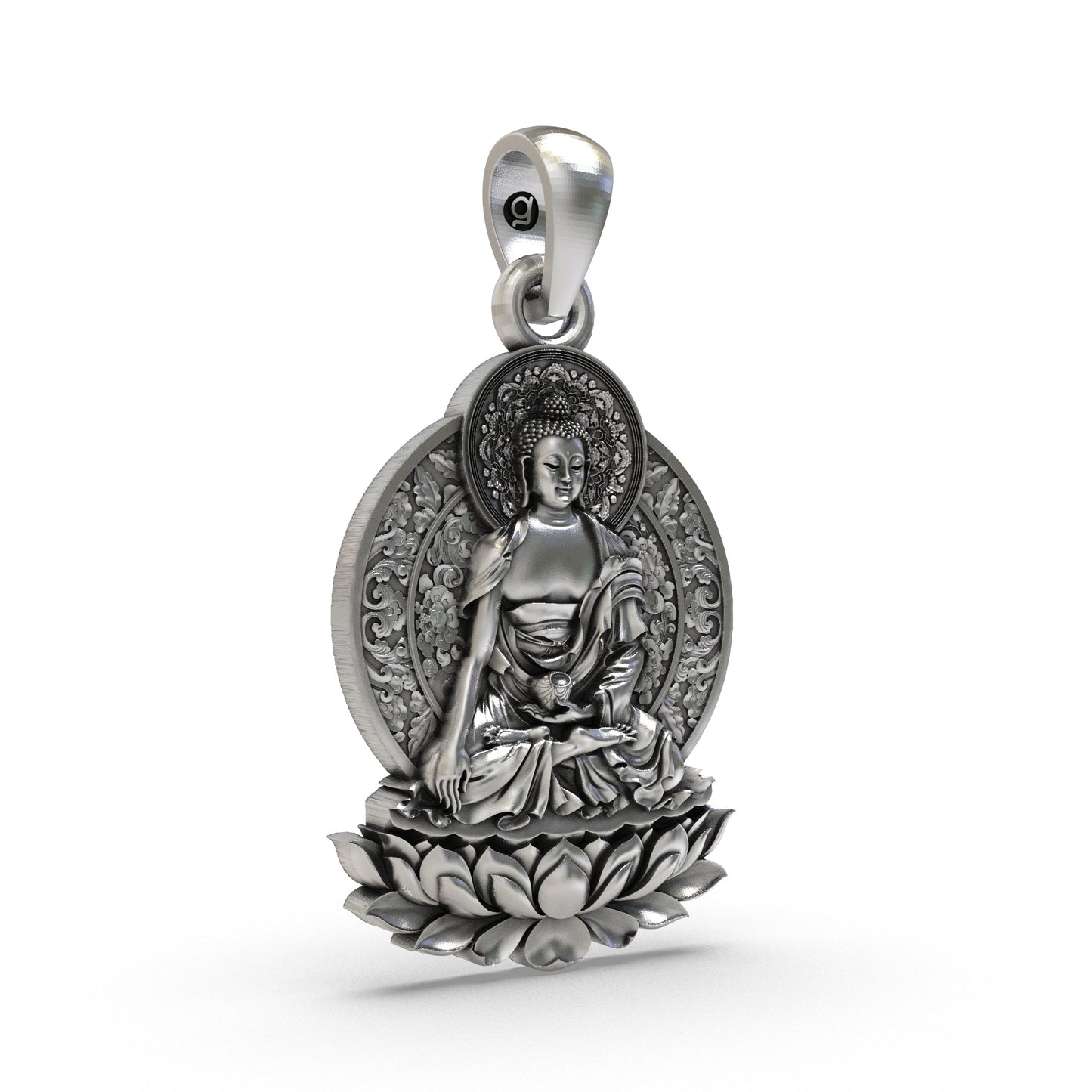 925 Silver Buddha on Lotus Pendant | Spiritual Buddhist Jewelry | Peace & Enlightenment Necklace for Men & Women