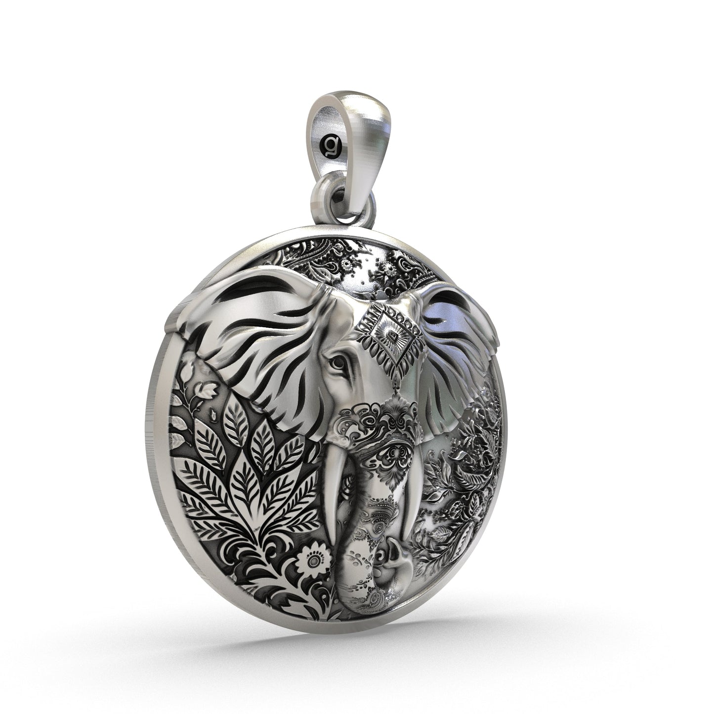 925 Silver Elephant Carving Pendant | Handcrafted Lucky Elephant Charm | Symbol of Wisdom & Strength Jewelry for Men & Women