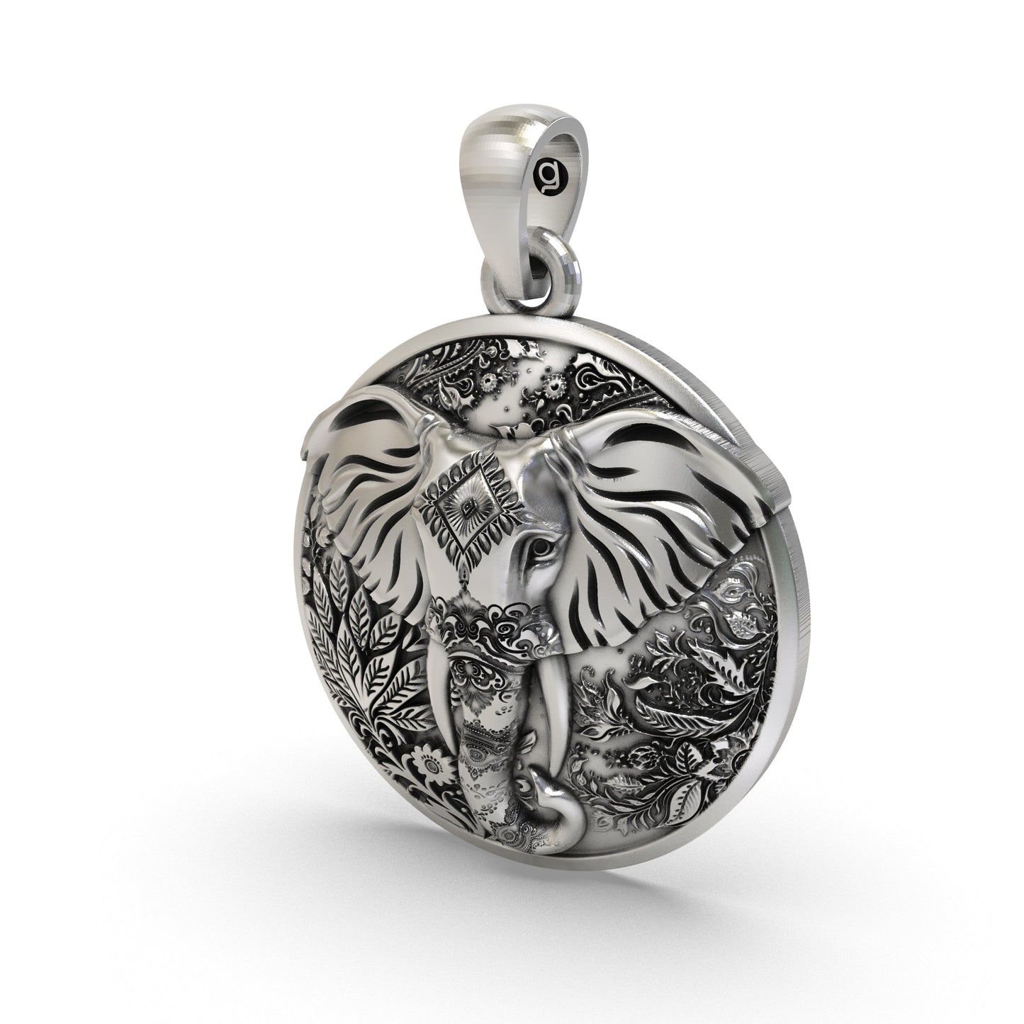925 Silver Elephant Carving Pendant | Handcrafted Lucky Elephant Charm | Symbol of Wisdom & Strength Jewelry for Men & Women