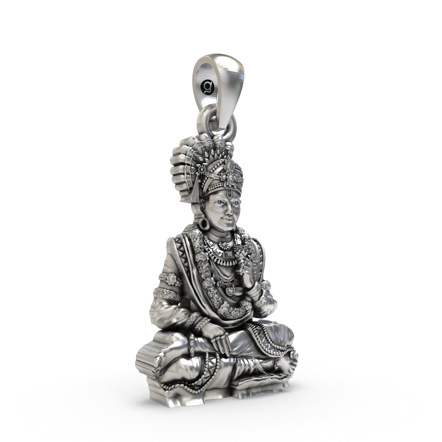925 Silver Swaminarayan Pendant | Akshar Purushottam Murti Locket | Spiritual Hindu God Necklace for Men & Women
