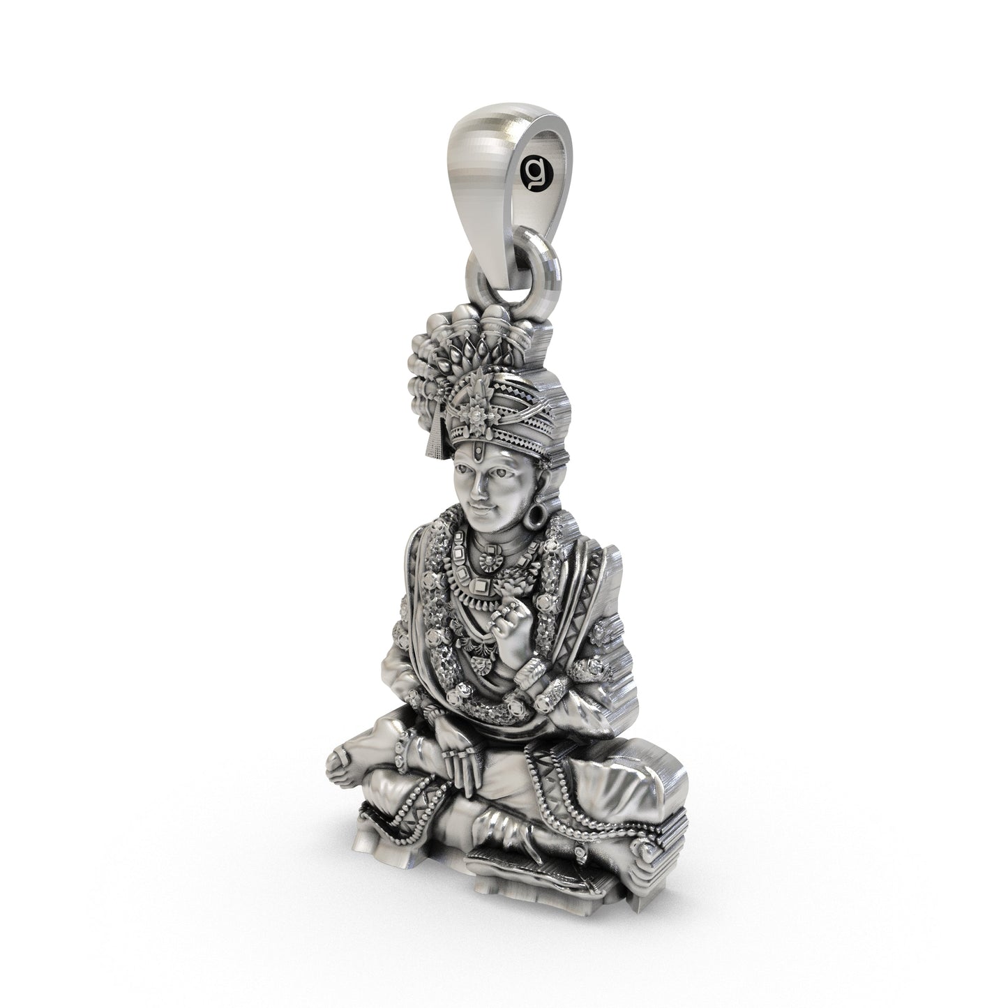 925 Silver Swaminarayan Pendant | Akshar Purushottam Murti Locket | Spiritual Hindu God Necklace for Men & Women