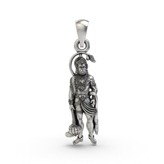 925 Silver Hanumanji Pendant | Bajrangbali Locket for Strength & Protection | Hindu God Jewelry for Men & Women