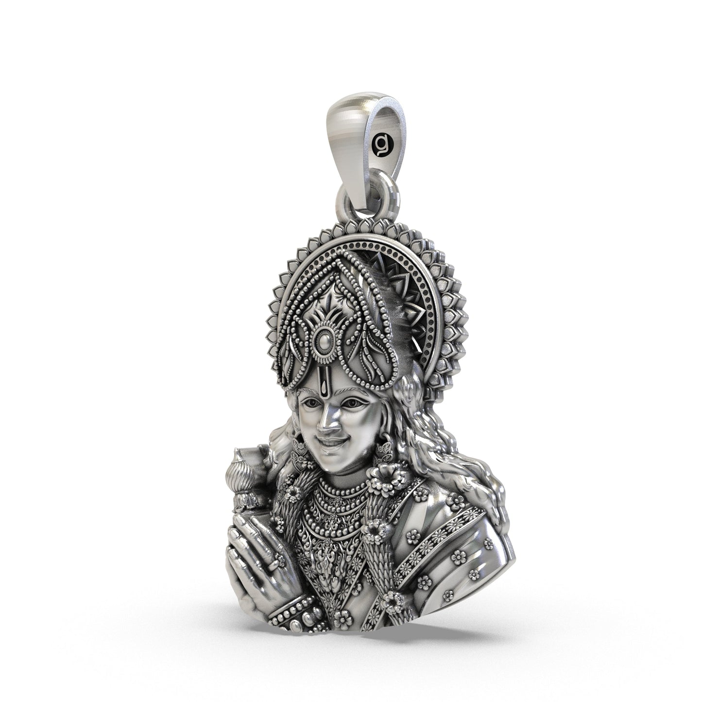 925 Silver Krishna Face Pendant | Shree Krishna Jewelry for Devotees | Hindu God Pendant for Men & Women | Spiritual Necklace Gift